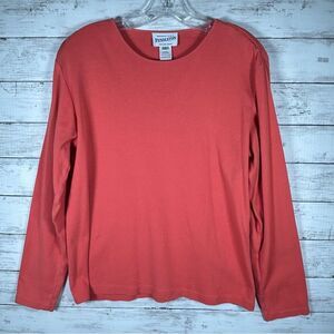Pendleton Cotton Long Sleeve Casual Classic Crewneck Pumpkin T Shirt Large